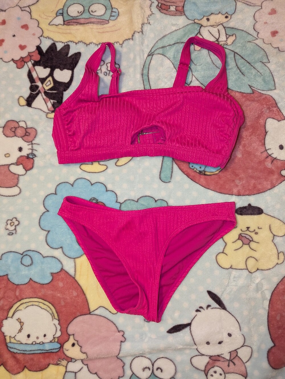 Hot Pink Ribbed Bikini - Picture 8 of 9